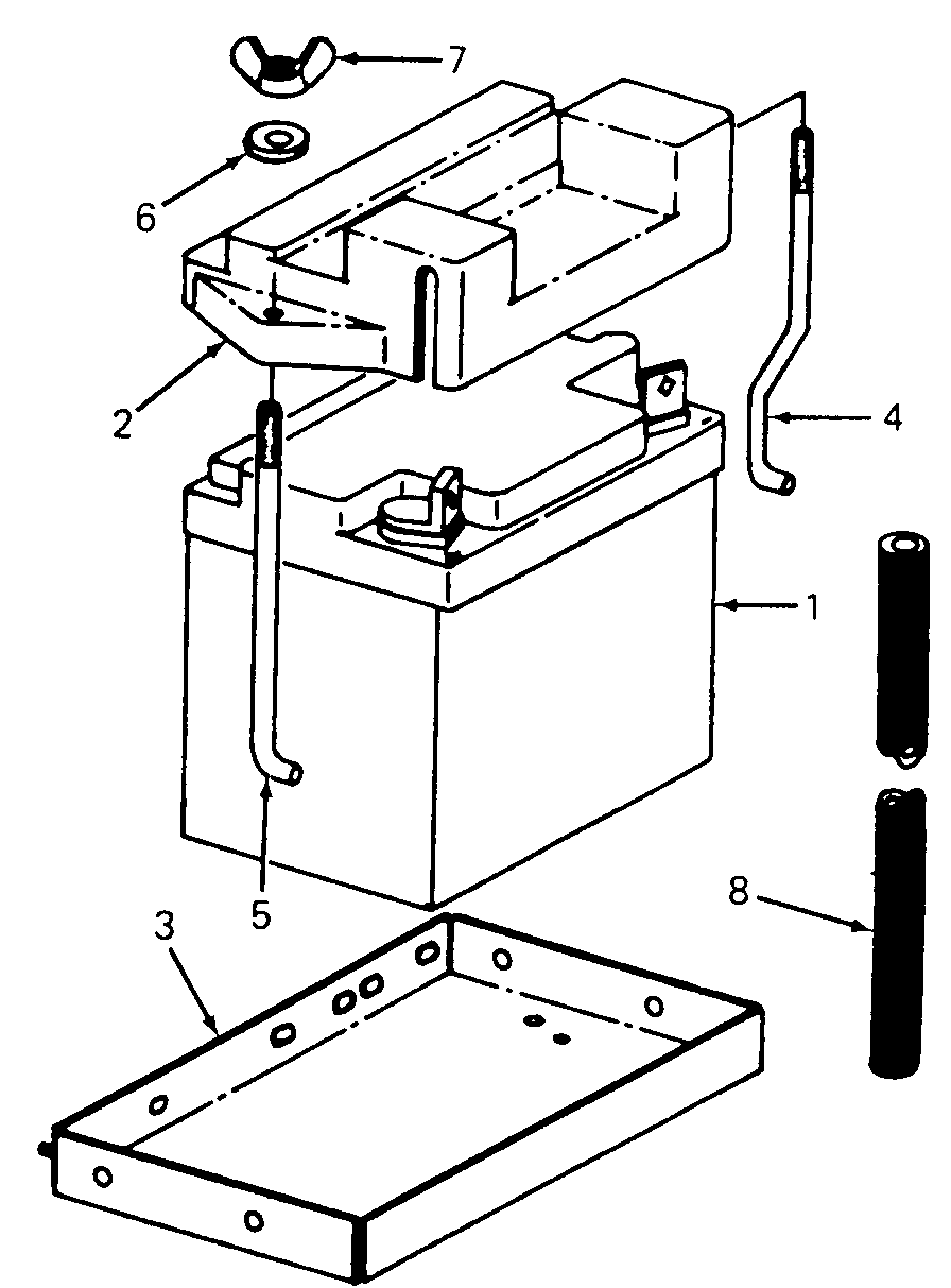 Battery And Mounting Diagram and Parts List for 1105 0350039U-135292100-135292399-136292100 Cub Cadet Lawn Tractor